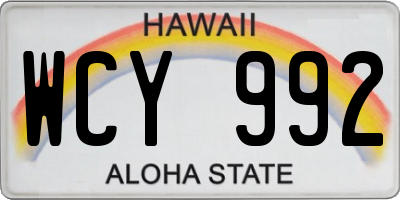 HI license plate WCY992