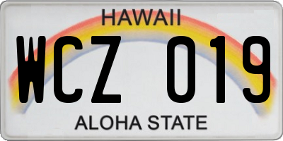 HI license plate WCZ019