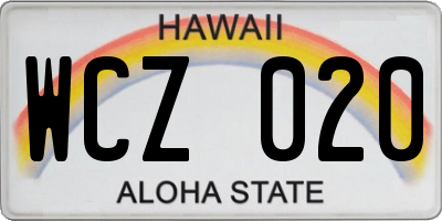 HI license plate WCZ020