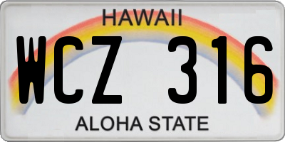 HI license plate WCZ316