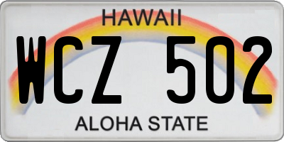 HI license plate WCZ502