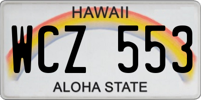 HI license plate WCZ553
