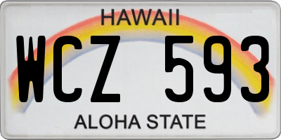 HI license plate WCZ593