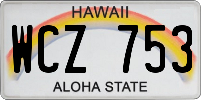 HI license plate WCZ753