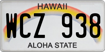 HI license plate WCZ938