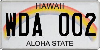 HI license plate WDA002