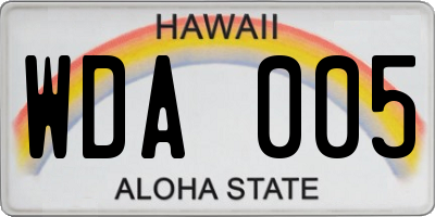 HI license plate WDA005