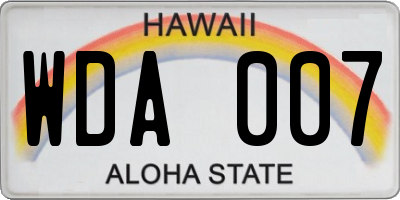 HI license plate WDA007