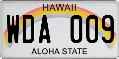 HI license plate WDA009