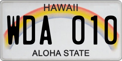 HI license plate WDA010