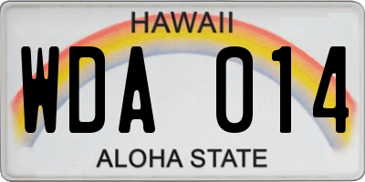 HI license plate WDA014