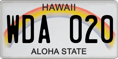 HI license plate WDA020