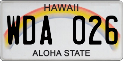 HI license plate WDA026