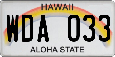 HI license plate WDA033