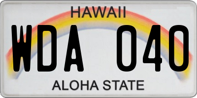 HI license plate WDA040
