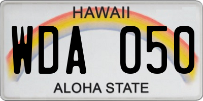 HI license plate WDA050