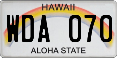 HI license plate WDA070