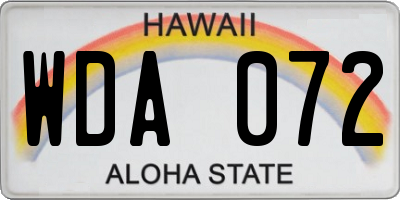 HI license plate WDA072