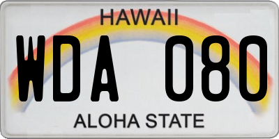 HI license plate WDA080