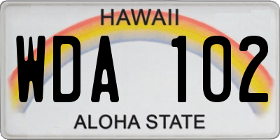 HI license plate WDA102