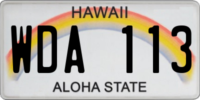HI license plate WDA113