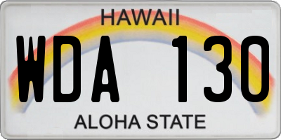 HI license plate WDA130