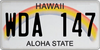 HI license plate WDA147