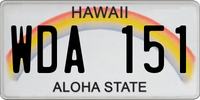 HI license plate WDA151