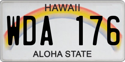 HI license plate WDA176