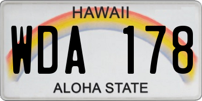 HI license plate WDA178