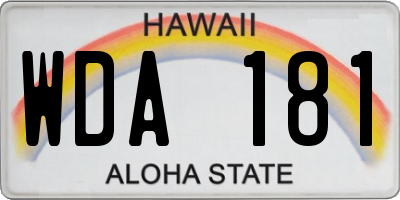 HI license plate WDA181
