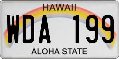 HI license plate WDA199