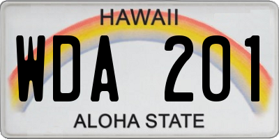 HI license plate WDA201