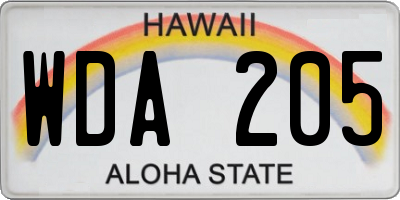 HI license plate WDA205