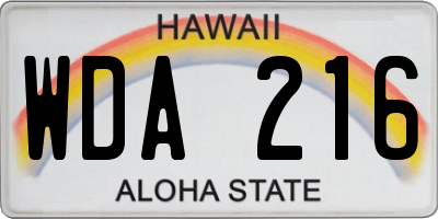 HI license plate WDA216