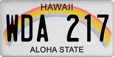 HI license plate WDA217
