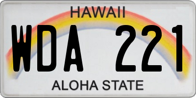 HI license plate WDA221