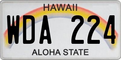 HI license plate WDA224
