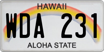 HI license plate WDA231