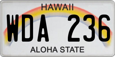 HI license plate WDA236