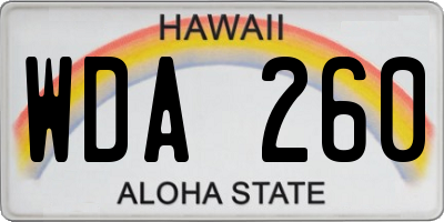 HI license plate WDA260