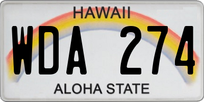 HI license plate WDA274