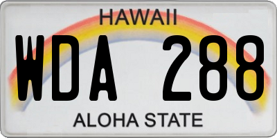 HI license plate WDA288