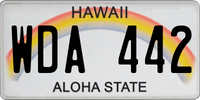 HI license plate WDA442