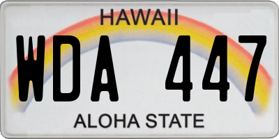 HI license plate WDA447