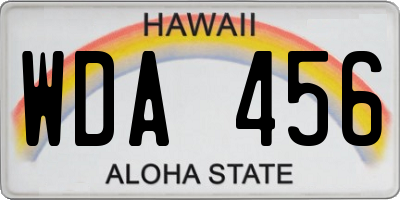 HI license plate WDA456
