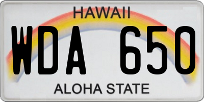 HI license plate WDA650