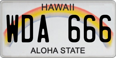 HI license plate WDA666