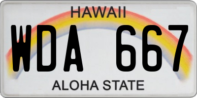 HI license plate WDA667
