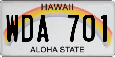 HI license plate WDA701